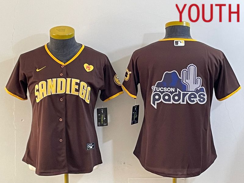 Youth San Diego Padres Blank Browm Game 2024 Nike MLB Jersey style 7->youth mlb jersey->Youth Jersey